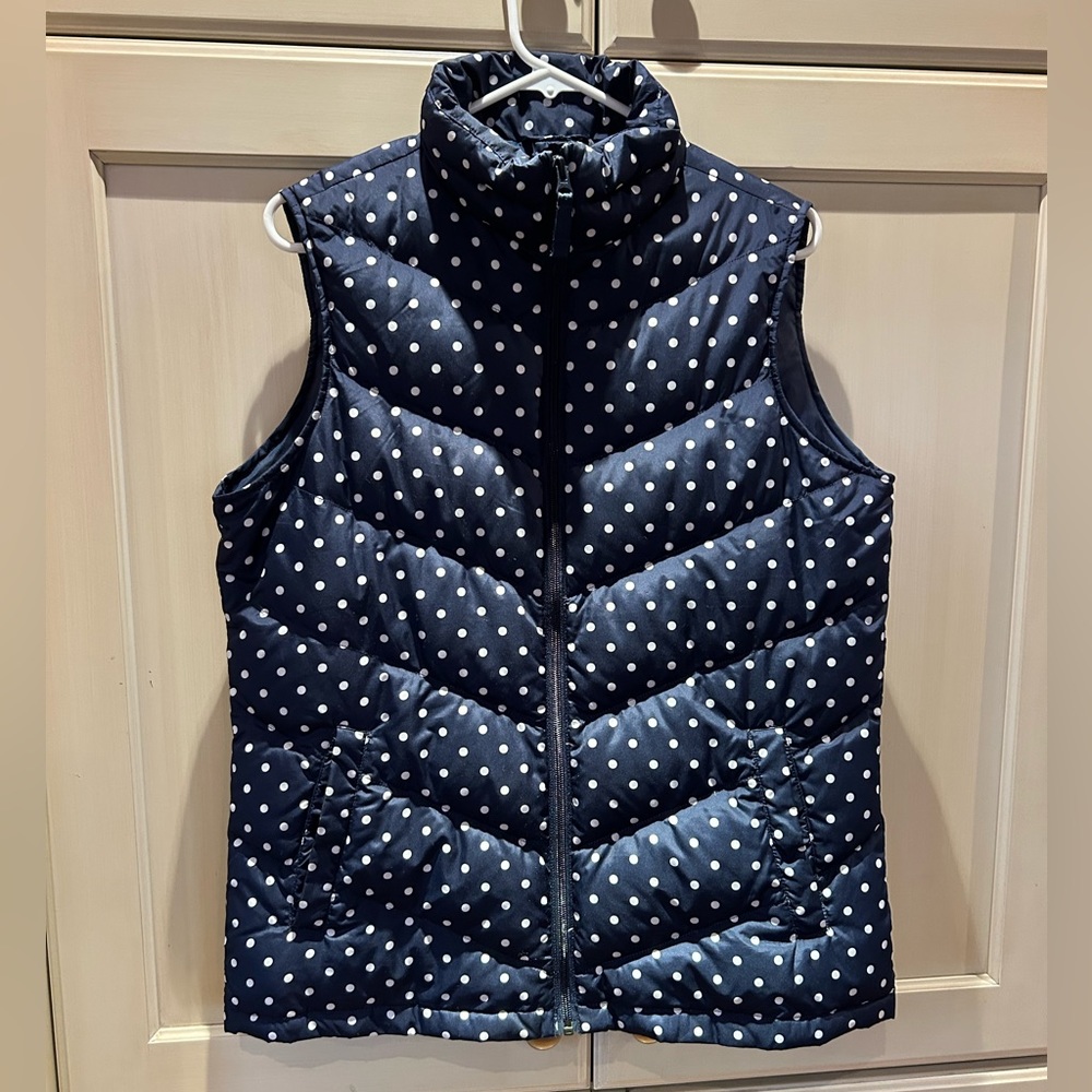 Lands’ End Ladies Blue Polka Dot Vest Size Medium/Tall 10-12US